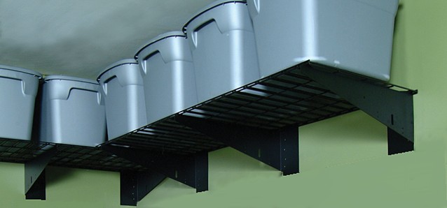 Two Huge Heavy Duty 24" Deep X 48" Wide Wire Grid Wall-Mount Shelves